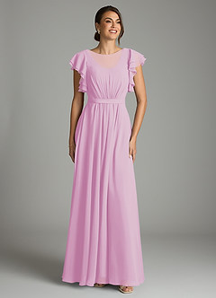 Azazie Daphne vestidos de dama de honor modestos Vestido de Corte en A Volantes Hasta el suelo Gasa image1