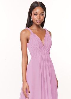 Azazie Maren Brautjungfernkleider A-Linie Plissee Chiffon Kleid Bonbonrosa image6