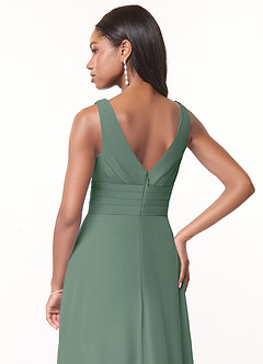 Azazie Julianna Bridesmaid Dresses Eucalyptus A-Line Chiffon Dress image4