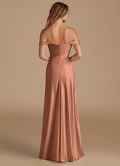 Azazie Jackalin Bridesmaid Dresses Bronzer A-Line Off the Shoulder Metallic Satin Convertible Dress image5