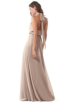 Azazie Landry 신부 들러리 드레스 A라인 주름진 망사 바닥 길이 드레스 image5