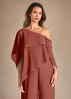 Azazie Halima Kleider für die Brautmutter Overall/Jumpsuit Seitliche Cut-Outs Chiffon Kleid Rotbraun image8