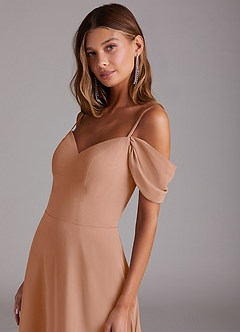 Azazie Marley Bridesmaid Dresses Champagne Rose A-Line Off the Shoulder Chiffon Convertible Dress image8