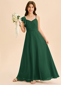 Azazie Kelsea Junior Klä av A-Line i Chiffong Rynkad image3