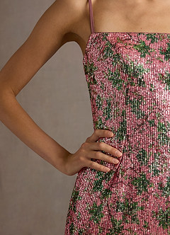 Miley Pink Floral Sequin Midi Dress image5