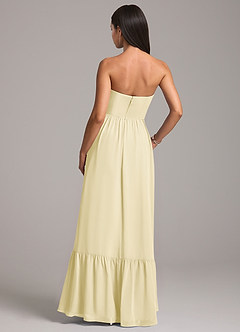 Azazie Kailee At-home Try On Dresses Dusty Blue A-Line with Pockets Chiffon Dress image6