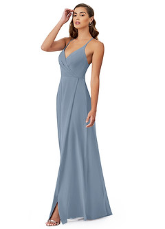 Azazie Davis Bridesmaid Dresses A-Line V-Neck Chiffon Floor-Length Dress image2