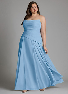 Azazie Gabriela Bridesmaid Dresses Powder Blue A-Line Corset Chiffon Dress image17