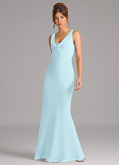 Azazie Rylina Bridesmaid Dresses Cloud Blue Mermaid Pleated Chiffon Dress image3