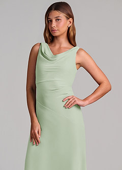 Azazie Nerine Brudtärnklänningar Klä av A-Linje i Chiffong Plisserad Dusty Sage image6