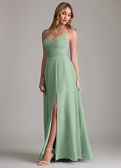 Azazie Terese Bridesmaid Dresses Matcha A-Line Pleated Chiffon Dress image4