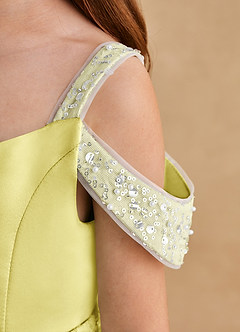 Azazie Jodi Flower Girl Dresses Lemon Sorbet A-Line Matte Satin Dress image6