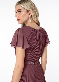 Azazie Kara vestidos de dama de honor modestos Vestido de Corte En A Plisado Hasta el suelo Gasa image6