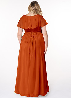 Azazie Jael Bridesmaid Dresses Paprika A-Line V-Neck Mesh Dress image8