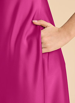 Azazie Sissy Junior Abito A-Line in Raso Elasticizzato a Spalla Scoperta Fucsia image7