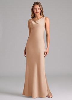 Azazie Allettie Bridesmaid Dresses English Rose Mermaid Stretch Satin Dress image6