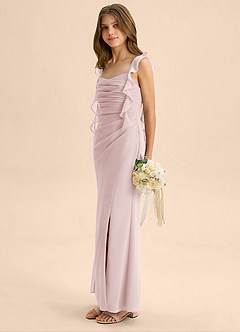 Azazie Jessamine Junior Blushing Pink Mermaid Sweetheart Neckline Chiffon Dress image5