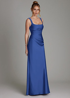 Azazie Agustina Robes de demoiselle d'honneur Robe Sirène en Satin extensible Corset Bleu Roi image4