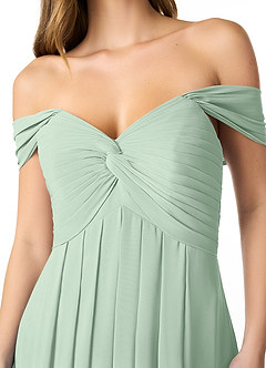 Azazie Kaitlynn Vestidos de damas de honor Vestido de Agave de Gasa de Imperio Convertible con Fruncido image5