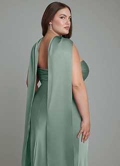 Azazie Saylor Vestidos de damas de honor Vestido Salvia Plateada de Satén Elástico de Corte Sirena con Palabra de honor image19