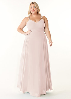 Azazie Janine Bridesmaid Dresses Rose Petal A-Line V-Neck Chiffon Dress image6