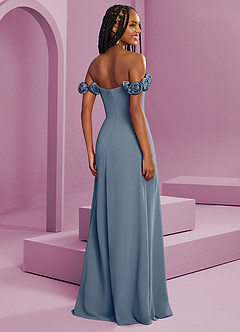 Barbie ♥ Azazie Robes de demoiselle d'honneur Robe Trapèze Convertible en Mousseline de soie Épaule décolletée Violet Crépusculaire image9
