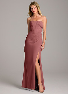 Azazie Chantel Robes de demoiselle d'honneur Robe Fourreau Convertible en Mousseline de soie Sans bretelles Améthyste image1