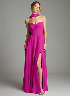 Azazie Ayla Abiti da Damigella Abito A-Line in Chiffon Scollo a Cuore Fucsia image8
