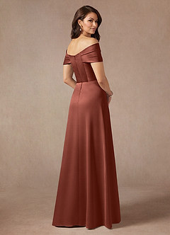 Azazie Amelia vestidos de madre de la novia Vestido de Castaño de Satén Elástico de Corte En A con Vestidos sin tirantes image2