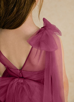 Azazie Dori Robe Demoiselle D'honneur Fillette Robe Trapèze en Tulle Rayé Mûre image8