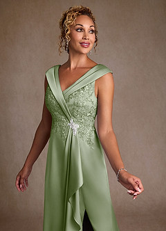 Azazie Santa Monica Mother of the Bride Dresses Dusty Sage A-Line Lace Dress image5