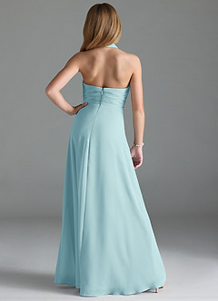 Azazie Tessie Junior Sea Glass A-Line Pleated Chiffon Dress image2