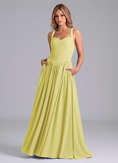 Azazie Francis Bridesmaid Dresses Lemon Sorbet A-Line Corset Chiffon Dress image1