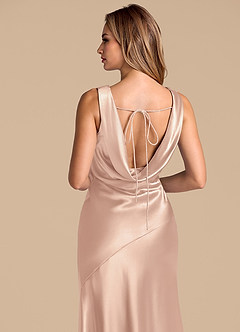 Azazie Rylina Bridesmaid Dresses English Rose Mermaid Metallic Satin Dress image2