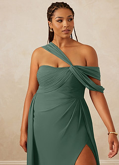 Christian Siriano Bridal for Azazie 1014 Bridesmaid Dresses Sea Moss A-Line Off the Shoulder Chiffon Dress image15