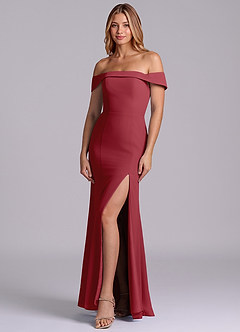 Azazie Luciana Bridesmaid Dresses Pomegranate Sheath Off the Shoulder Chiffon Convertible Dress image3