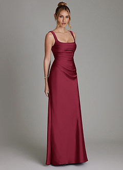 Azazie Agustina Bridesmaid Dresses Burgundy Mermaid Corset Stretch Satin Dress image4