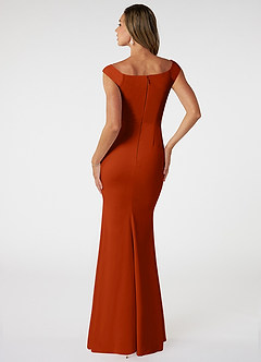 Azazie Nicolina Bridesmaid Dresses Paprika Mermaid Square Neckline Stretch Crepe Dress image2