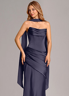 Azazie Pelagia Bridesmaid Dresses Stormy Mermaid Corset Stretch Satin Convertible Dress image5