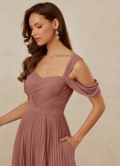 Christian Siriano Bridal for Azazie 1013 Bridesmaid Dresses Cedar Rose A-Line Off the Shoulder Chiffon Dress image6