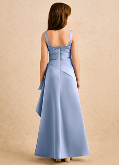 Azazie Ciara Girls Formal Flower Girl Dresses Ice A-Line Pleated Matte Satin Dress image2