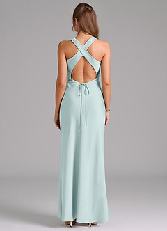 Azazie Evadne Robes de demoiselle d'honneur Robe Trapèze en Satin extensible Plissée Brume image2