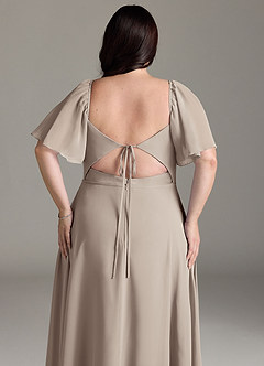 Azazie Chloe Brautjungfernkleider A-Linie Herzausschnitt Chiffon Kleid Frost image13