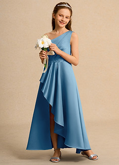 Azazie Taffy Junior Formal Flower Girl Klänningar Klä A-Line i Matt satäng Spets image4