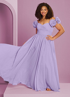 Barbie ♥ Azazie Jurken voor bruidsmeisjes Converteerbaar Jurk van Chiffon met A-Lijn Off the Shoulder Lila image7