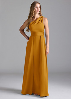 Azazie Dallas Jurken voor bruidsmeisjes Jurk van Stretch Satijn met A-Lijn One-Shoulder Boterbabbelaar image3