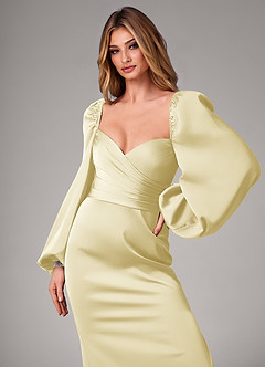 Azazie Sonata Final Sale Dusty Sage Sheath Long Sleeve Stretch Satin Convertible Dress image6