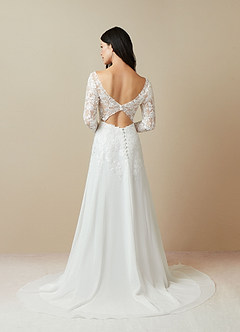 Azazie Fleur Wedding Dresses Diamond White A-Line Sequins Chiffon Dress image2