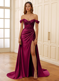 Rowane Burgundy Corset Rhinestone Sheer Lace Prom Dress image4