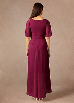 Azazie Pascual Mother of the Bride Dresses Burgundy A-Line Pleated Chiffon Dress image4